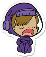 sticker of a cartoon talking astronaut png