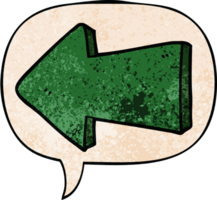 cartoon pointing arrow with speech bubble in retro texture style png