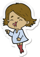 sticker of a cartoon girl pulling face png