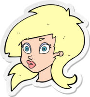 sticker of a cartoon pretty surprised woman png