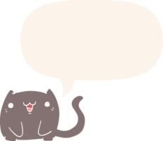 cartoon cat with speech bubble in retro style png