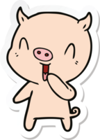 sticker of a happy cartoon pig png