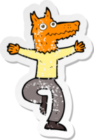 retro distressed sticker of a cartoon fox man png