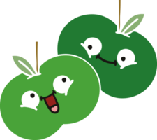 flat color retro cartoon of a apples png