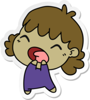 hand drawn sticker cartoon of cute kawaii baby girl png