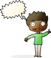 Cartoon glücklicher Junge mit Sprechblase png