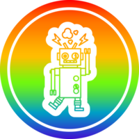 malfunctioning robot circular icon with rainbow gradient finish png