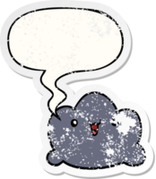 cartoon cloud with speech bubble distressed distressed old sticker png