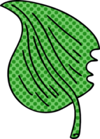 comic book style quirky cartoon munched leaf png