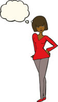 cartoon pretty woman with thought bubble png