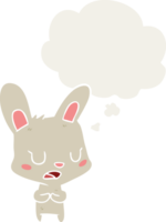 cartoon rabbit talking with thought bubble in retro style png