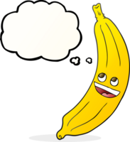 hand- getrokken gedachte bubbel tekenfilm banaan png