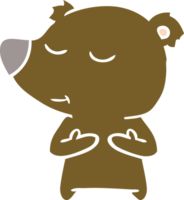 happy flat color style cartoon bear png