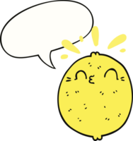 fofa desenho animado limão com discurso bolha png