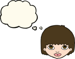 cartoon female face with thought bubble png