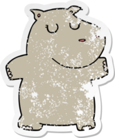 distressed sticker of a cartoon hippo png