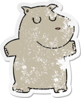 autocollant en détresse d'un hippopotame de dessin animé png