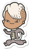 sticker of a cute cartoon girl with hipster haircut png