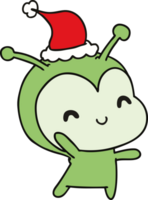 hand drawn christmas cartoon of kawaii alien png