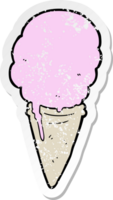 vinheta angustiada de um sorvete de desenho animado png