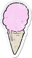 distressed sticker of a cartoon ice cream png