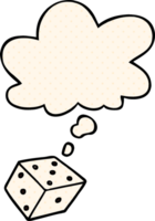 cartoon dice with thought bubble in comic book style png