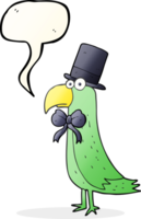 hand drawn speech bubble cartoon posh parrot png