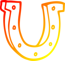 warm gradient line drawing of a cartoon gold horse shoe png