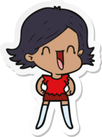 sticker of a cartoon happy woman png