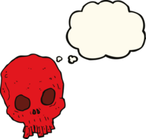 cartoon spooky skull with thought bubble png