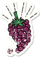 worn old sticker of a tattoo style bunch of grapes png