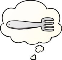 cartoon fork with thought bubble in smooth gradient style png