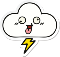 sticker of a cute cartoon storm cloud png