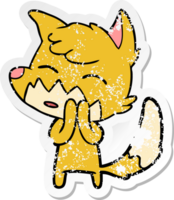 distressed sticker of a cartoon fox png