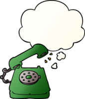 cartoon old telephone with thought bubble in smooth gradient style png