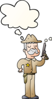 cartoon sheriff with thought bubble in smooth gradient style png