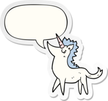 dibujos animados unicornio con habla burbuja pegatina png