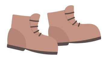 Trekking boots in flat design. Hiking shoe for activity recreation. illustration isolated. vector