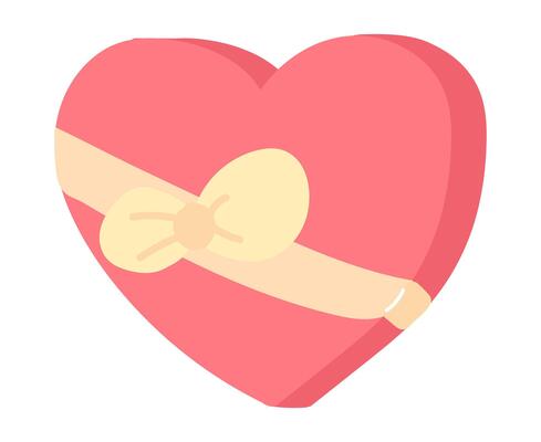 Heart shape candy box in flat design. Valentine day romantic dessert gift. illustration isolated.