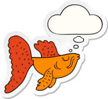 cartoon chinese fighting fish with thought bubble as a printed sticker png