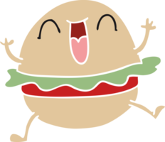 mano disegnato strambo cartone animato contento veggie hamburger png