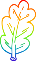 rainbow gradient line drawing of a cartoon leaf png