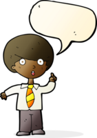 cartoon school boy answering question with speech bubble png