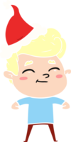 Lycklig hand dragen platt Färg illustration av en man bär santa hatt png