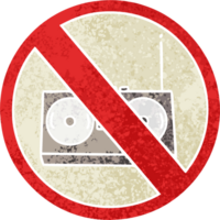 retro illustration style cartoon of a no radio allowed png