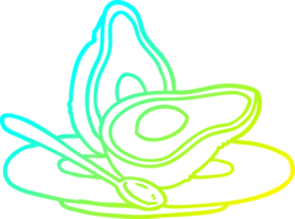 cold gradient line drawing of a halved avocado png