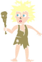 flat color illustration of cave woman png