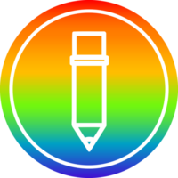 einfach Bleistift kreisförmig Symbol mit Regenbogen Gradient Fertig png