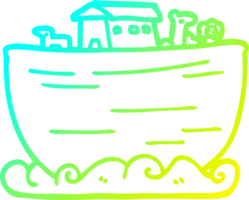 cold gradient line drawing of a cartoon noahs ark png