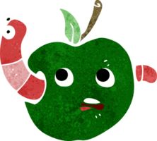 gusano de dibujos animados en manzana png